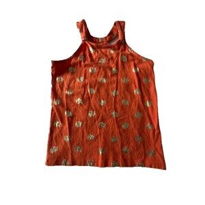 GYMBOREE Spice Market Orange w/ Gold Glitter Elephants Sleeveless Top Size 10